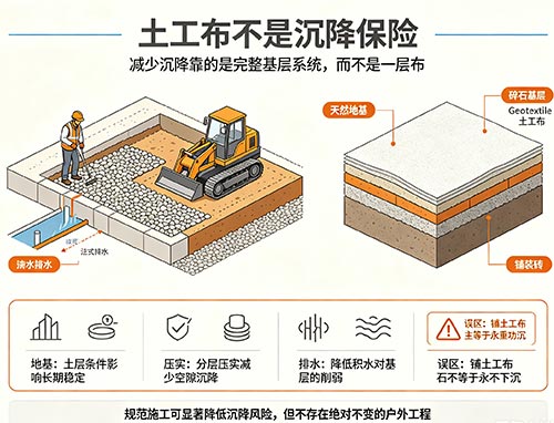 铺了土工布就一定不会沉降吗？Geotextile 能防止铺砖下沉吗？