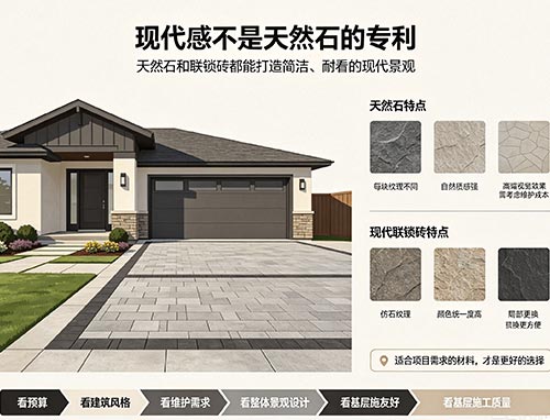 天然石和现代联锁砖哪个更适合现代风格?如何选择更适合自己的车道材料?(图1) 109.jpg
