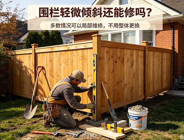 围栏轻微倾斜还能修吗?木围栏维修还是更换?(图1) 围栏轻微倾斜还能修吗?木围栏维修还是更换?(图1)
