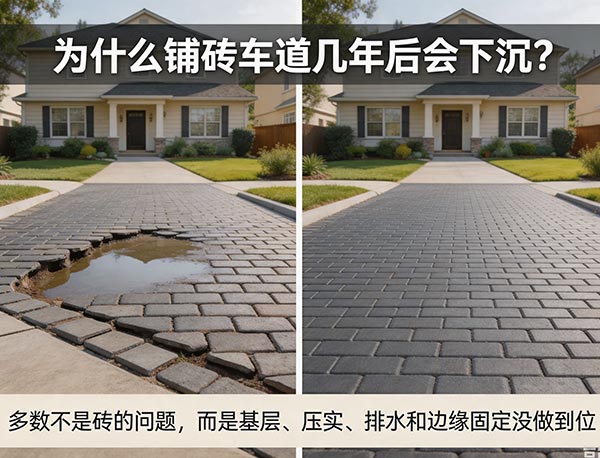 为什么有些铺砖车道几年就下沉?5 个常见原因与预防方法|多伦多加梦园艺(图1) 为什么有些铺砖车道几年就下沉?5 个常见原因与预防方法|多伦多加梦园艺(图1)