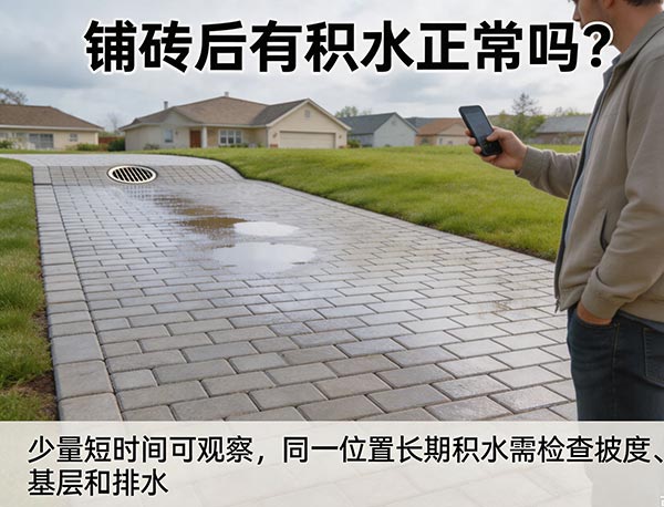 车道铺砖后有积水正常吗?积水原因、处理方法与排水标准|多伦多加梦园艺(图1) 车道铺砖后有积水正常吗?积水原因、处理方法与排水标准|多伦多加梦园艺(图1)