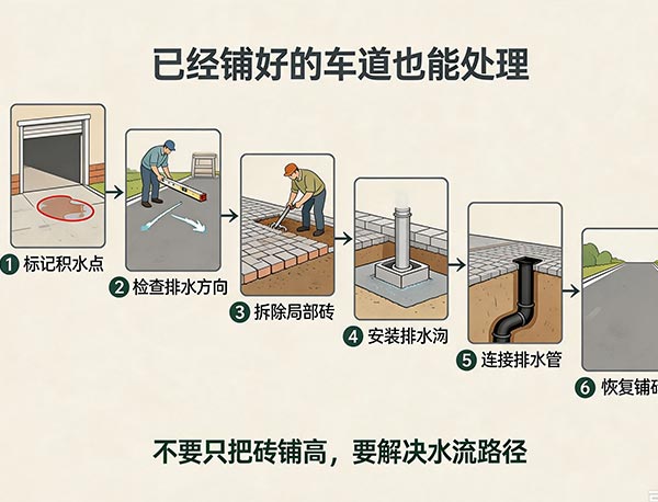 车库门口积水怎么办?车道排水坡度与 Channel Drain 解决方案|多伦多加梦园艺(图1) 车库门口积水怎么办?车道排水坡度与 Channel Drain 解决方案|多伦多加梦园艺(图1)