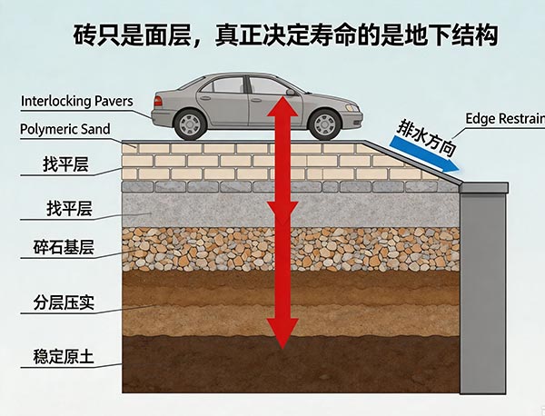 铺砖车道真的可以使用几十年吗？Interlocking Driveway 使用寿命全面解析(图1)