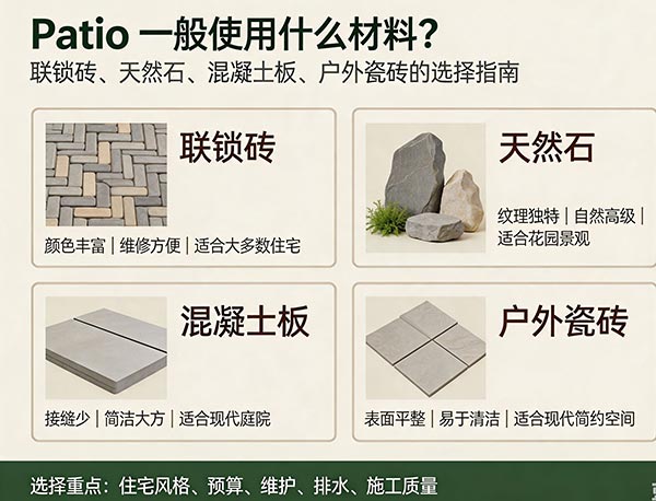Patio 一般使用什么材料?4 种常见后院铺装材料介绍(图1) Patio 一般使用什么材料?4 种常见后院铺装材料介绍(图1)