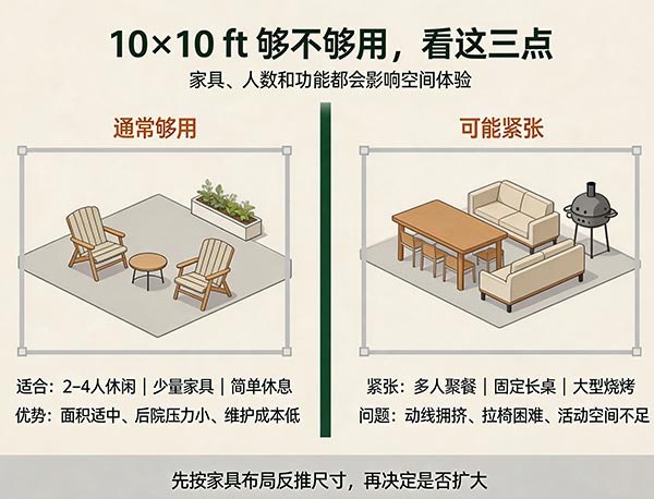 10×10 英尺的 Patio 够用吗？