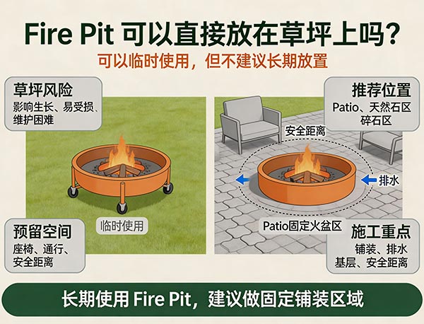 Fire Pit 可以直接放在草坪上吗?后院火盆应该放在哪里更合适?(图1) Fire Pit 可以直接放在草坪上吗?后院火盆应该放在哪里更合适?(图1)