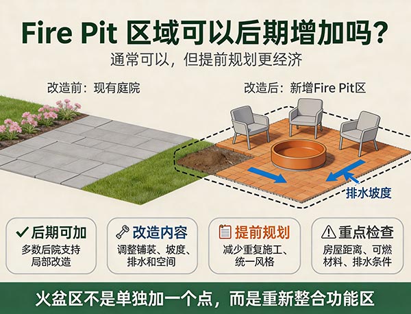 Fire Pit 区域可以后期增加吗?后院改造后还能安装火盆吗?(图1) Fire Pit 区域可以后期增加吗?后院改造后还能安装火盆吗?(图1)