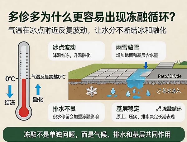 多伦多为什么更容易出现冻融循环?冬季气温变化对庭院铺装的影响(图1) 多伦多为什么更容易出现冻融循环?冬季气温变化对庭院铺装的影响(图1)