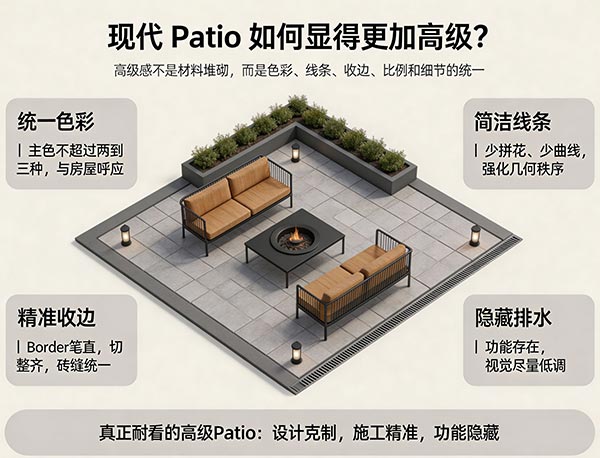 现代 Patio 如何显得更加高级?从色彩、比例到细节打造高端庭院(图1) 现代 Patio 如何显得更加高级?从色彩、比例到细节打造高端庭院(图1)
