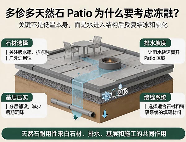 多伦多天然石 Patio 需要考虑冻融吗?冬季施工与材料选择指南(图1) 多伦多天然石 Patio 需要考虑冻融吗?冬季施工与材料选择指南(图1)