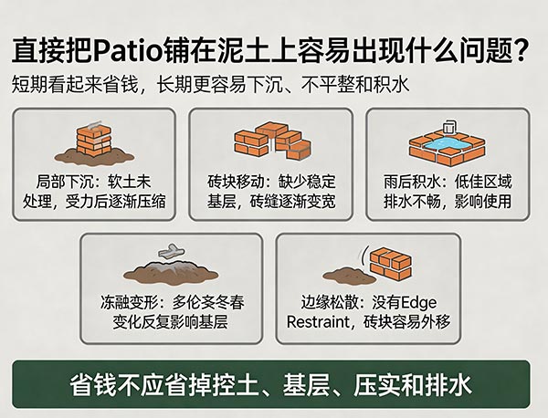 Patio 可以直接铺在泥土上吗?为什么需要做稳定基层?(图1) Patio 可以直接铺在泥土上吗?为什么需要做稳定基层?(图1)