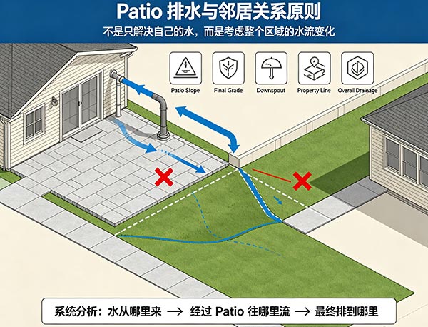 Patio 排水会影响邻居吗?庭院铺砖排水与相邻物业设计指南(图1) Patio 排水会影响邻居吗?庭院铺砖排水与相邻物业设计指南(图1)