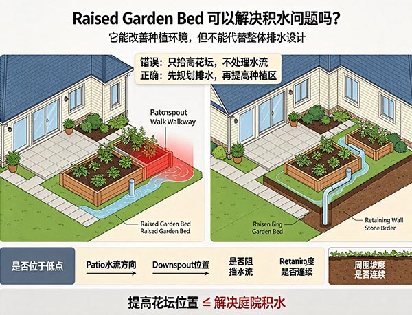 Raised Garden Bed 可以解决积水问题吗?多伦多高架花坛排水与庭院 Grading 分析(图1) Raised Garden Bed 可以解决积水问题吗?多伦多高架花坛排水与庭院 Grading 分析(图1)