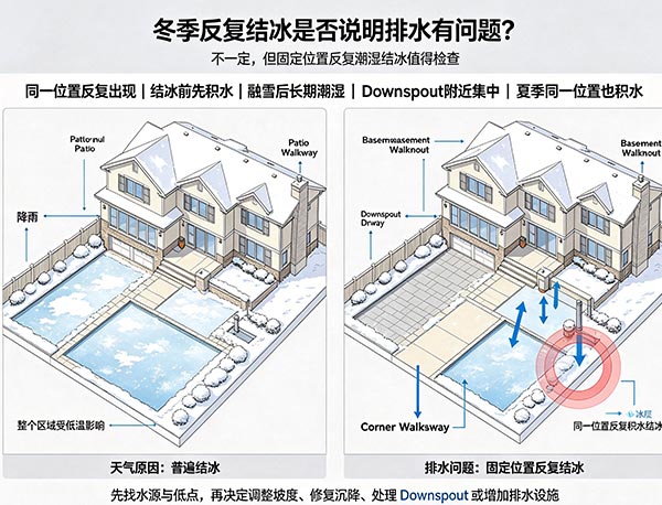 冬季反复结冰是否说明排水有问题?多伦多庭院结冰与排水原因分析(图1) 冬季反复结冰是否说明排水有问题?多伦多庭院结冰与排水原因分析(图1)