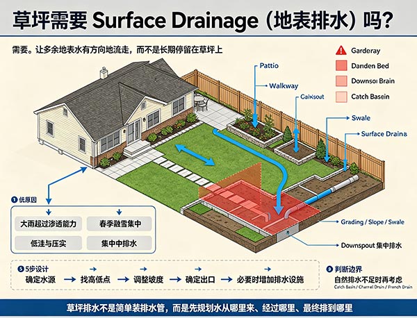 草坪需要 Surface Drainage(地表排水)吗?多伦多草坪排水设计指南(图1) 草坪需要 Surface Drainage(地表排水)吗?多伦多草坪排水设计指南(图1)
