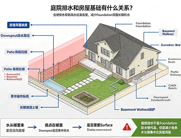 庭院排水和房屋基础有什么关系?多伦多住宅排水设计指南(图1) 庭院排水和房屋基础有什么关系?多伦多住宅排水设计指南(图1)