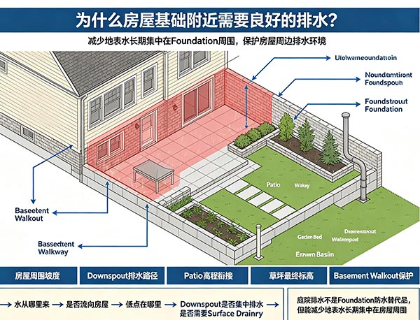 为什么房屋基础附近需要良好的排水?多伦多Foundation 排水指南(图1) 为什么房屋基础附近需要良好的排水?多伦多Foundation 排水指南(图1)
