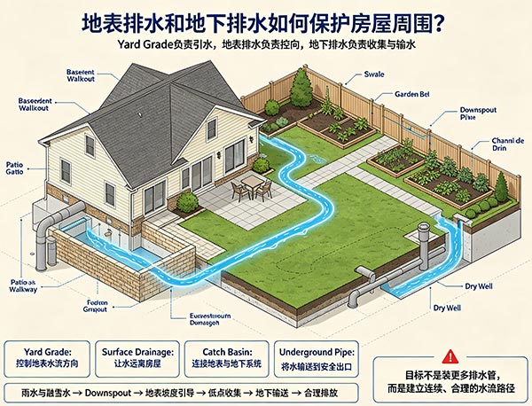 地表排水和地下排水如何保护房屋周围?多伦多住宅排水系统指南(图1) 地表排水和地下排水如何保护房屋周围?多伦多住宅排水系统指南(图1)