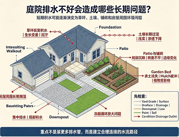 庭院排水不好会造成哪些长期问题?多伦多住宅常见排水隐患解析(图1) 庭院排水不好会造成哪些长期问题?多伦多住宅常见排水隐患解析(图1)