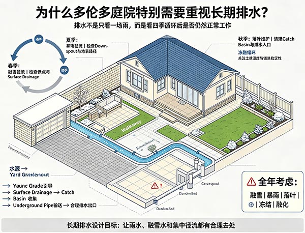 为什么多伦多庭院特别需要重视长期排水？多伦多四季 Yard Drainage 指南(图1)