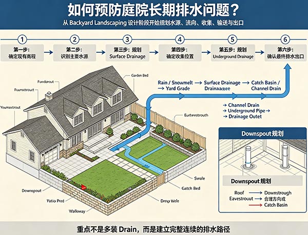 如何预防庭院长期排水问题？从 Backyard Landscaping 设计阶段开始规划(图1)