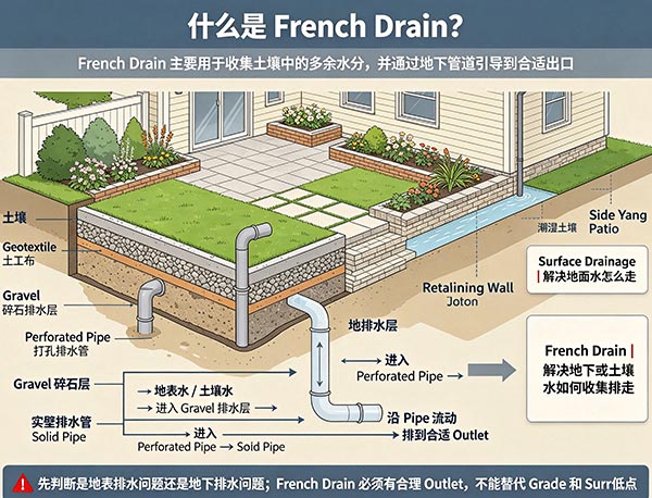 什么是 French Drain(法式排水)?|多伦多庭院地下排水系统详解(图1) 什么是 French Drain(法式排水)?|多伦多庭院地下排水系统详解(图1)