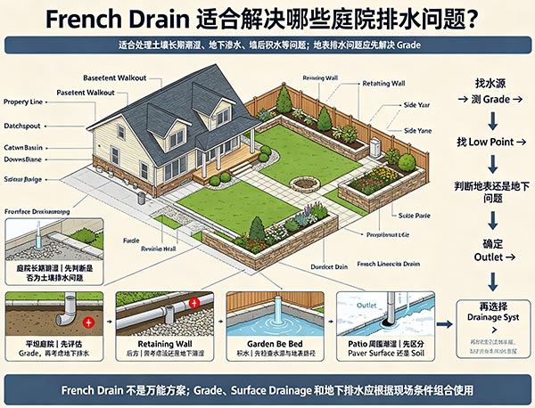 French Drain 适合解决哪些庭院排水问题?|多伦多法式排水应用指南(图1) French Drain 适合解决哪些庭院排水问题?|多伦多法式排水应用指南(图1)