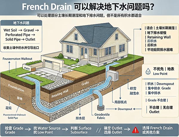 French Drain 可以解决地下水问题吗?|多伦多庭院地下排水指南(图1) French Drain 可以解决地下水问题吗?|多伦多庭院地下排水指南(图1)