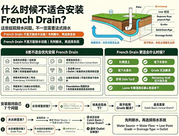 什么时候不适合安装 French Drain?6种常见情况|多伦多庭院排水设计(图1) 什么时候不适合安装 French Drain?6种常见情况|多伦多庭院排水设计(图1)