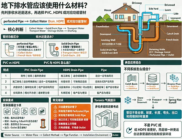 地下排水管应该使用什么材料?PVC、HDPE、Perforated Pipe 怎么选?(图1) 地下排水管应该使用什么材料?PVC、HDPE、Perforated Pipe 怎么选?(图1)