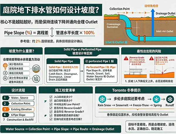 庭院地下排水管如何设计坡度?Pipe Slope 高程与排水设计指南(图1) 庭院地下排水管如何设计坡度?Pipe Slope 高程与排水设计指南(图1)