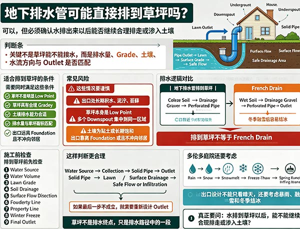 地下排水管可以直接排到草坪吗?庭院排水出口设计指南(图1) 地下排水管可以直接排到草坪吗?庭院排水出口设计指南(图1)