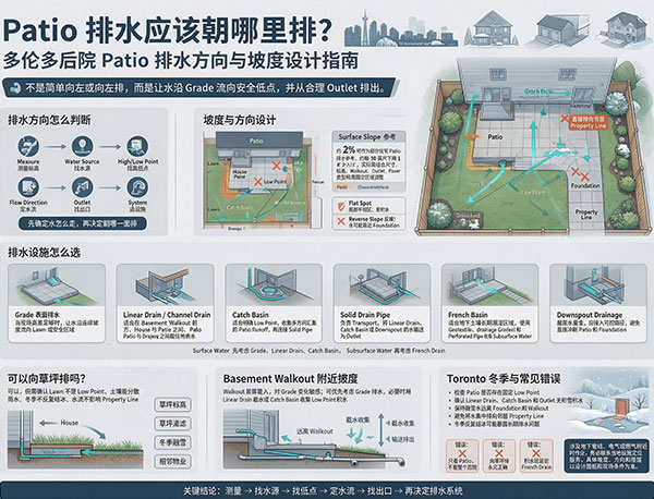 Patio 排水应该朝哪里排？多伦多后院