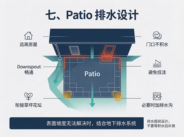 Patio 排水设计 露台施工工艺:从场地准备到铺装完成的完整施工流程(图8)