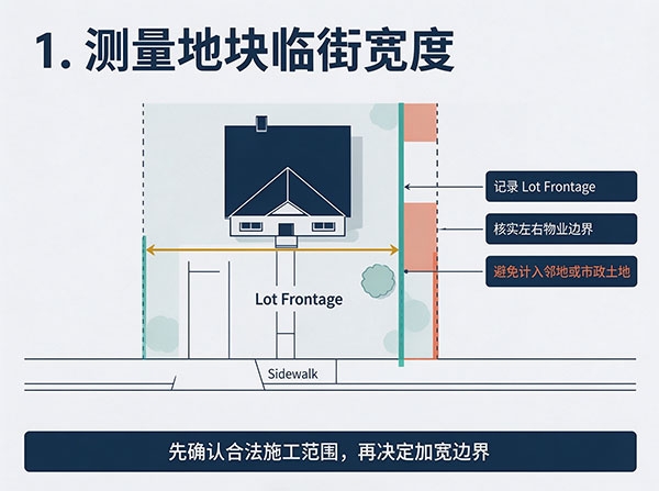 测量地块临街宽度 万锦/列治文山前院车道加宽指南:最新 Bylaw 法规、铺砖宽度与分层夯实防下沉施工(图3)